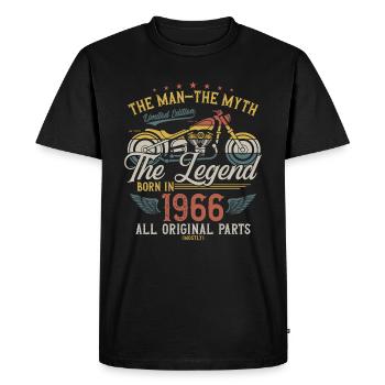 1966 Vintage Man Myth Legend Motorcycle - Men's Premium Organic T-Shirt - black - Front - Nico (187cm)