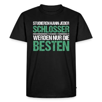 Tout le monde peut étudier - Schlosser Edition - T-shirt Premium bio Homme - noir - Devant - Nico (187cm)