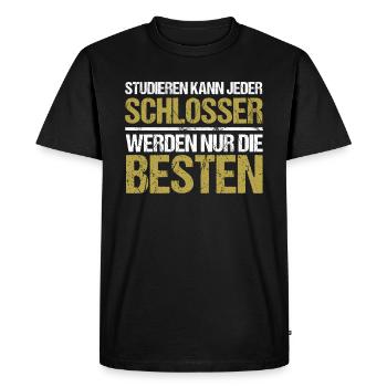 Anyone can study - Schlosser Edition - Men's Premium Organic T-Shirt - black - Front - Nico (187cm)