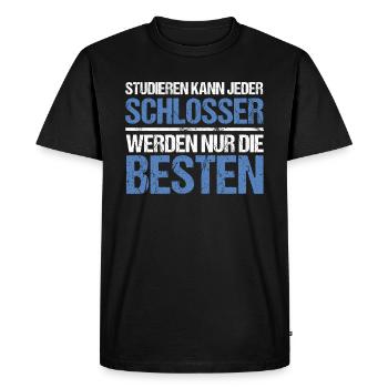 Tout le monde peut étudier - Schlosser Edition - T-shirt Premium bio Homme - noir - Devant - Nico (187cm)