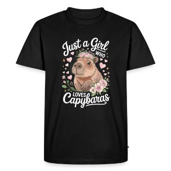 Juste une fille qui aime les capybaras - T-shirt Premium bio Homme - noir - Devant - Nico (187cm)