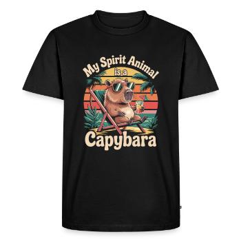 Drôle Capybara Chemise Desing - T-shirt Premium bio Homme - noir - Devant - Nico (187cm)