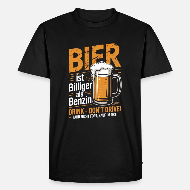 Witziges Bier Design - Männer Premium Bio T-Shirt - Schwarz