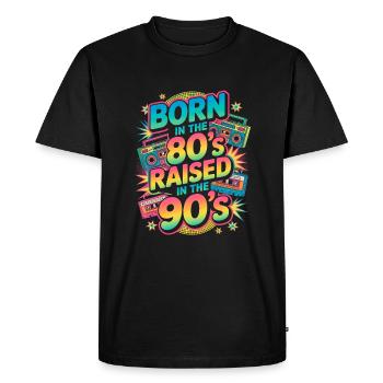 Né dans les années 80 élevé dans les années 90 - T-shirt Premium bio Homme - noir - Devant - Nico (187cm)