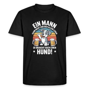 Homme Chien Bière - T-shirt Premium bio Homme - noir - Devant - Nico (187cm)