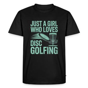 Juste une fille qui aime le Disc Golf - T-shirt Premium bio Homme - noir - Devant - Nico (187cm)