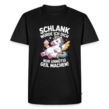 Fun unicorn design - Men's Premium Organic T-Shirt - black - Front - Nico (187cm)