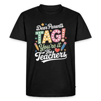 Enseignants Parents Diplôme d’études - T-shirt Premium bio Homme - noir - Devant - Nico (187cm)