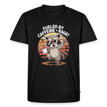Drôle de raton laveur avec un dicton effronté - T-shirt Premium bio Homme - noir - Devant - Nico (187cm)