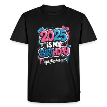2025 birthday all year - Men's Premium Organic T-Shirt - black - Front - Nico (187cm)