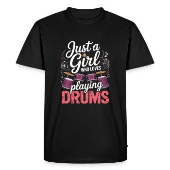 Juste une fille qui aime jouer de la batterie - T-shirt Premium bio Homme - noir - Devant - Nico (187cm)