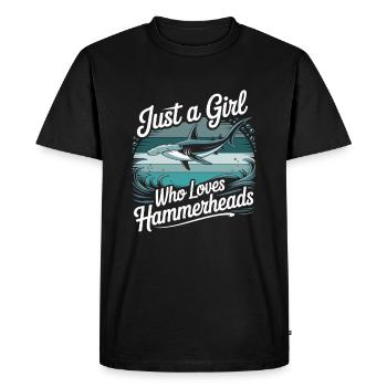 Juste une fille qui aime les requins-marteaux - T-shirt Premium bio Homme - noir - Devant - Nico (187cm)