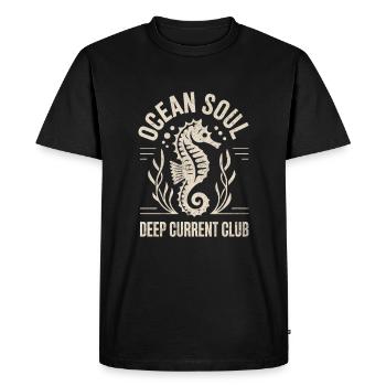 Conception d’hippocampe Ocean Soul - T-shirt Premium bio Homme - noir - Devant - Nico (187cm)