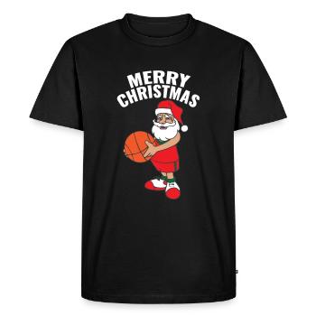 Père Noël joue au basket pour Noël - T-shirt Premium bio Homme - noir - Devant - Nico (187cm)