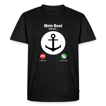 Mon bateau appelle - Tshirt drôle - T-shirt Premium bio Homme - noir - Devant - Nico (187cm)