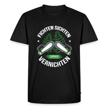 Les bûcherons T-shirts regardent et détruisent les épicéas - T-shirt Premium bio Homme - noir - Devant - Nico (187cm)