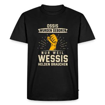 Ossi Wessi Spruch Superheld Geschenk Idee - Männer Premium Bio T-Shirt - Schwarz - Vorne - Nico (187cm)