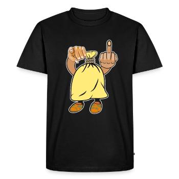 Sack doigt du milieu index de la main - T-shirt Premium bio Homme - noir - Devant - Nico (187cm)