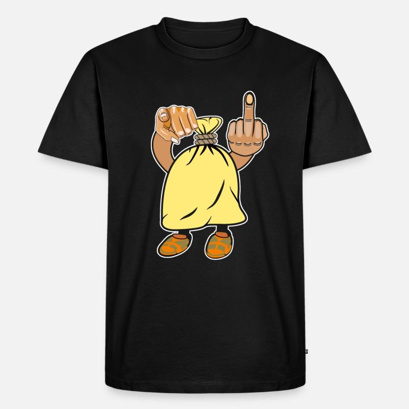 Sack Mittelfinger Hand Zeigefinger - Männer Premium Bio T-Shirt - Schwarz