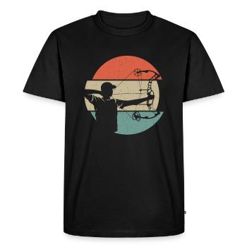 Tir à l’arc Archer Arc-en-ciel Arc - T-shirt Premium bio Homme - noir - Devant - Nico (187cm)