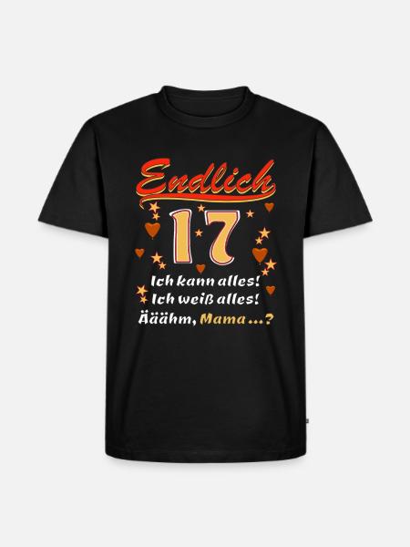 ENDLICH 17 - Männer Premium Bio T-Shirt - Schwarz