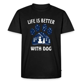 LA VIE DE L'EMPREINTE DU CHIEN EST MEILLEURE AVEC LE CHIEN - T-shirt Premium bio Homme - noir - Devant - Nico (187cm)