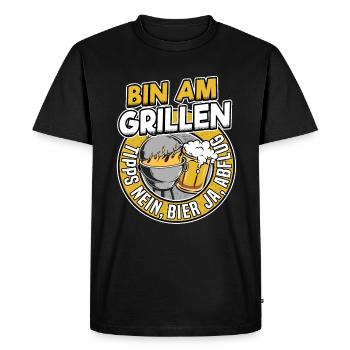 Funny BBQ Beer Grill Gift Barbecue Meat Grilling - Men's Premium Organic T-Shirt - black - Front - Nico (187cm)