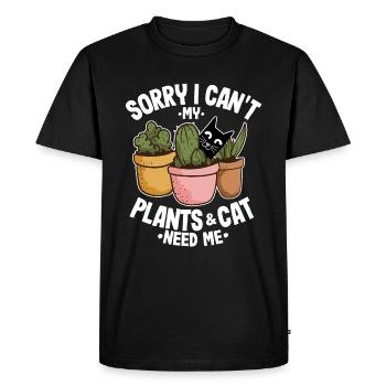 Chat & Plantes amateurs de jardinier cadeau - T-shirt Premium bio Homme - noir - Devant - Nico (187cm)