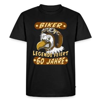 VOGEL HELM BIKER LEGENDE FEIERT 60 JAHRE - Männer Premium Bio T-Shirt - Schwarz - Vorne - Nico (187cm)