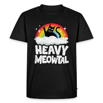 Heavy Meowtal Katze Retro Heavy Metal Katzen - T-shirt Premium bio Homme - noir - Devant - Nico (187cm)