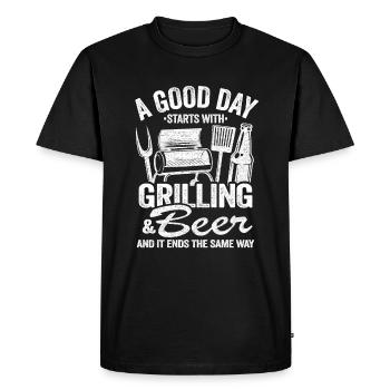Grillen & Bier Herren Lustiges Griller - Männer Premium Bio T-Shirt - Schwarz - Vorne - Nico (187cm)