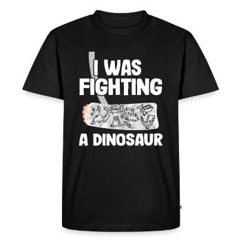 Broken Arm Get Well Soon I Was Fighting A Dinosaur - Men's Premium Organic T-Shirt - black - Front - Nico (187cm)