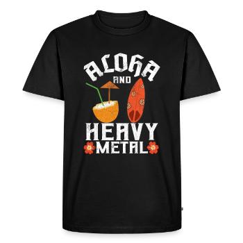 Hawaï Heavy Metal Aloha Retro Heavy Metal Rocker - T-shirt Premium bio Homme - noir - Devant - Nico (187cm)