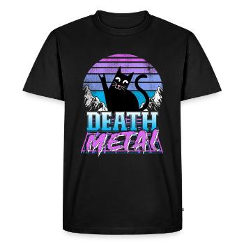 Death Metal Chat Retrowave Heavy Metal Synthwave - T-shirt Premium bio Homme - noir - Devant - Nico (187cm)
