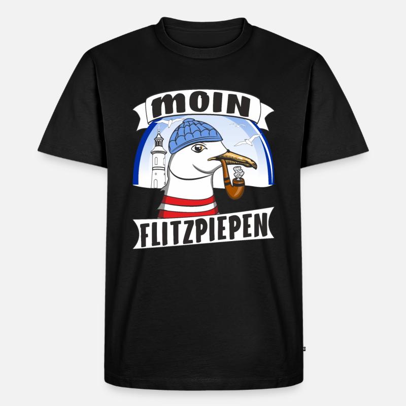MÖWE MOIN FLITZPIEPEN - Männer Premium Bio T-Shirt - Schwarz