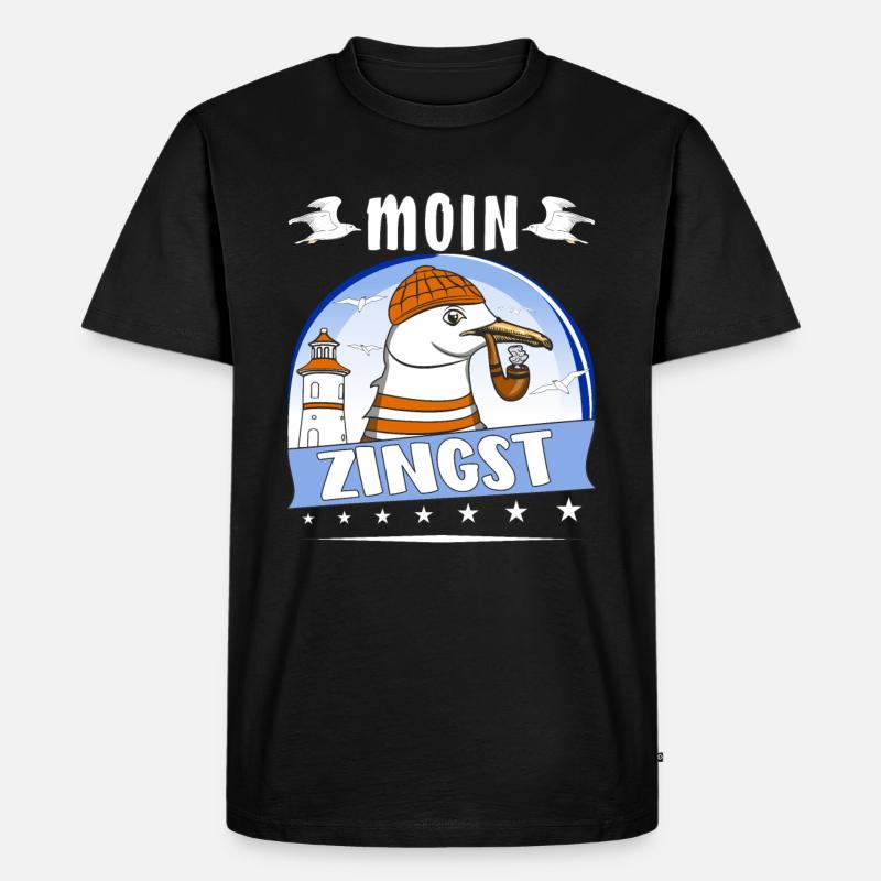 MÖWE MOIN ZINGST - Männer Premium Bio T-Shirt - Schwarz