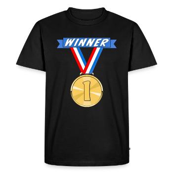 MÉDAILLE WINNER - T-shirt Premium bio Homme - noir - Devant - Nico (187cm)
