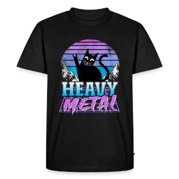 Death Metal Chat Retrowave Heavy Metal Synthwave - T-shirt Premium bio Homme - noir - Devant - Nico (187cm)