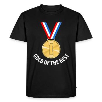 MEDAL GOLD OF THE BEST - Men's Premium Organic T-Shirt - black - Front - Nico (187cm)
