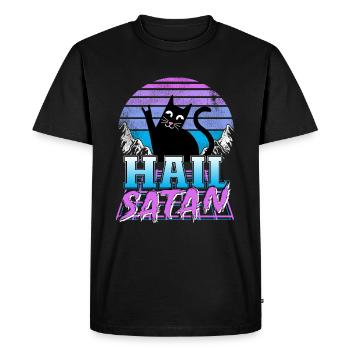 Hail Satan Pastel Retrowave Cat Death Metal - T-shirt Premium bio Homme - noir - Devant - Nico (187cm)