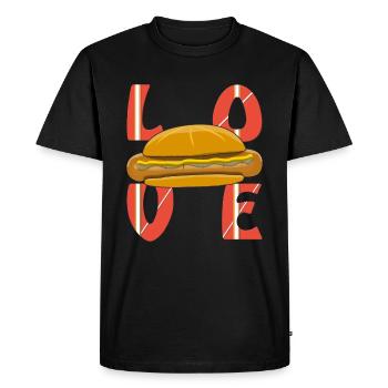 LOVE BRATWURST - Men's Premium Organic T-Shirt - black - Front - Nico (187cm)