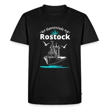 Rostock Hanseatic City Anchor Ship & Seagulls - T-shirt Premium bio Homme - noir - Devant - Nico (187cm)