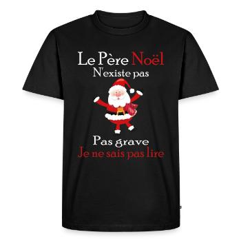Le Père Noël N'existe Pas - T-shirt Premium bio Homme - noir - Devant - Nico (187cm)