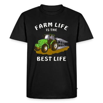 TRACTOR PLOUGH FARM LIFE IS THE BEST LIFE - Men's Premium Organic T-Shirt - black - Front - Nico (187cm)
