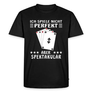 SPIELKARTEN ICH SPIELE NICHT PERFEKT - Männer Premium Bio T-Shirt - Schwarz - Vorne - Nico (187cm)