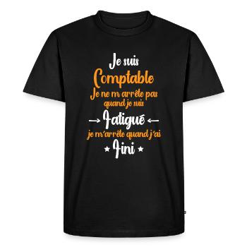 Humour Comptable Cadeau Comptable Motivation - T-shirt Premium bio Homme - noir - Devant - Nico (187cm)