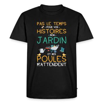 Jardin Poule Humour - T-shirt Premium bio Homme - noir - Devant - Nico (187cm)