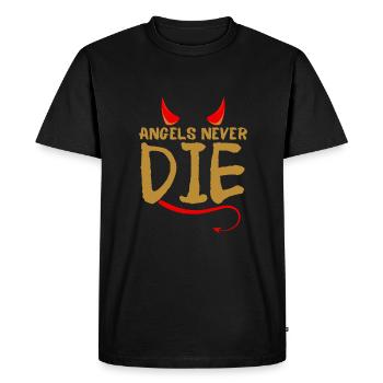 Les anges ne meurent jamais - avec les cornes et les queues du diable - T-shirt Premium bio Homme - noir - Devant - Nico (187cm)