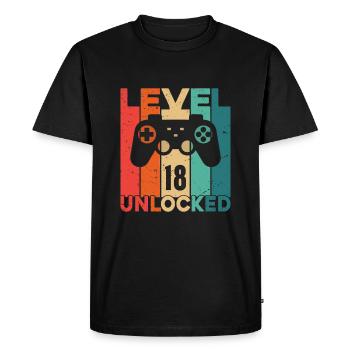 Niveau 18 Débloqué - T-shirt Premium bio Homme - noir - Devant - Nico (187cm)