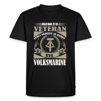 stolzer NVA Volksmarine Veteran - Männer Premium Bio T-Shirt - Schwarz - Vorne - Nico (187cm)